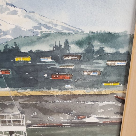 FRAMED NEWMAN MYRAH WATERCOLOR, Portland, Oregon Dock, Harbor - Picture 11 of 11